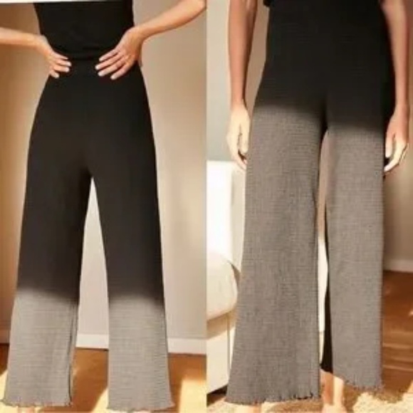 Aritzia Wilfred Black Verona Wide Leg Seersucker Pant Pull On Size Medium - Picture 2 of 2